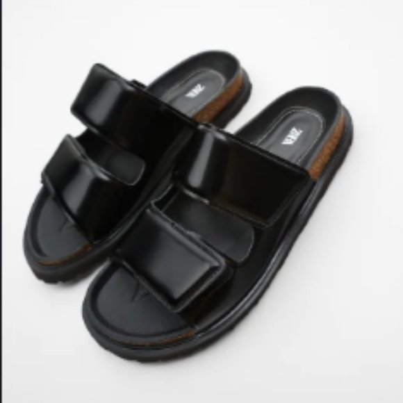 Zara DOUBLE STRAP SLIDE SANDALS